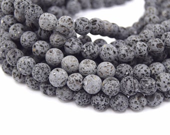 Unwaxed round lava beads Ø4mm/6mm/8mm/10mm - Pack of 20/50/100 units
