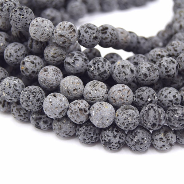 Round unwaxed lava beads Ø4mm/6mm/8mm/10mm - Lot of 20/50/100 units