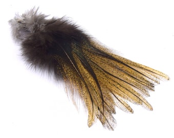 Natural rooster feathers beige, brown, grade A, set of 2/5/10 feathers