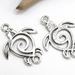 Lot De 10 Perles Tortue En Argent Tibétain - 13x9 Mm - Argenté - Neuf Non Ouvert
