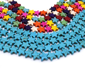 Turquoise and mixed star beads 12mm synthetic - lot of 20/50 units
