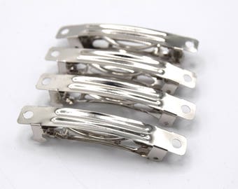 Pince à cheveux métal argent, barette argent métal 3 tailles 69mm- 59mm - 51 mm - par lot de 10 ou mixte