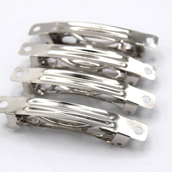 Silver metal hair clip, silver metal barette 3 sizes 69mm - 59mm - 51 mm - in packs of 10 or mixed