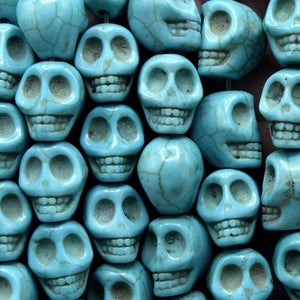Contas de caveira - caveira howlita turquesa veada 12 mm/10 mm - caveira howlita turquesa veada 12 mm 20/40 unidades