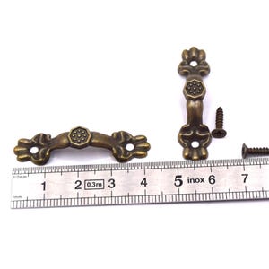 Handle with antique bronze screw flower decor 42mmx10mm Pack of 2/4/8 units