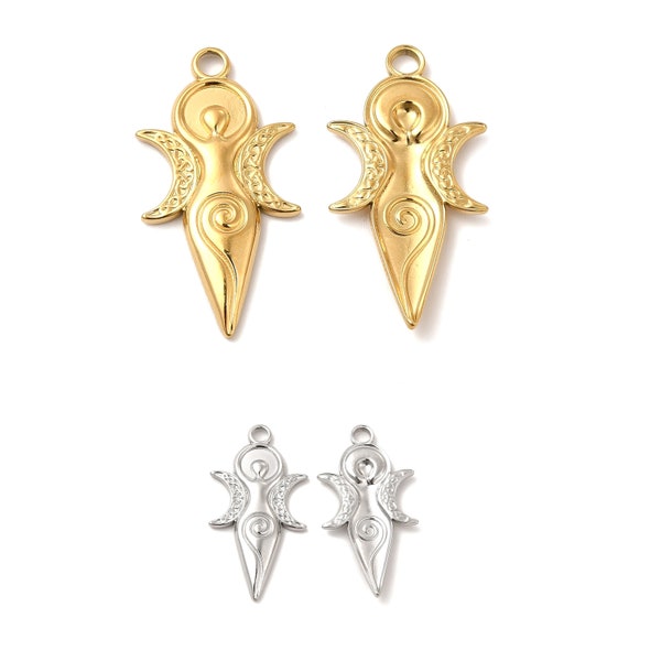 Fertility goddess pendant in 304 silver stainless steel, and 18K gold plated, individually.