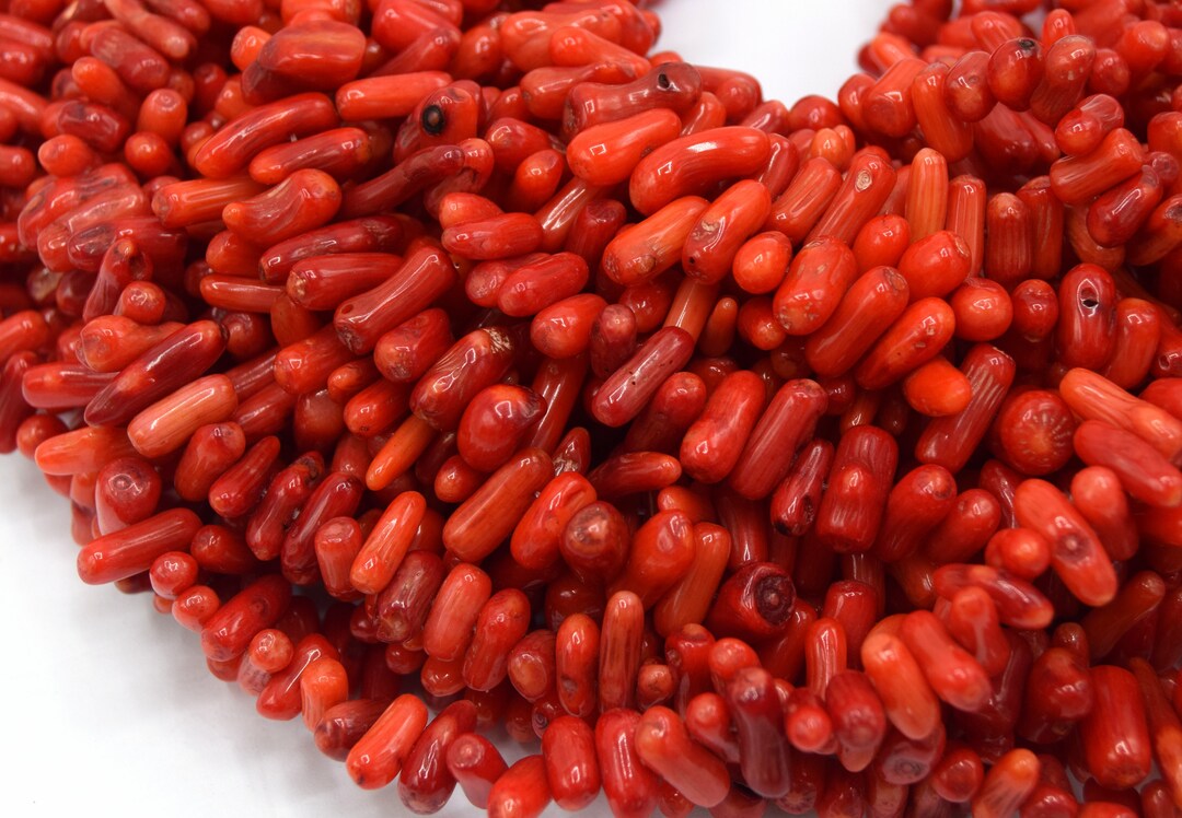 Large Red Bamboo Coral Beads Lot of 20/50 Units Etsy