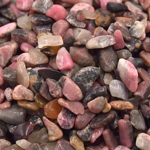 Undrilled rhodonite chips sachets - batch of 25/50/90grs