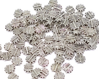 Perles en alliage de style tibétain engrenage, argent antique 10mm lot de 20/40 unités