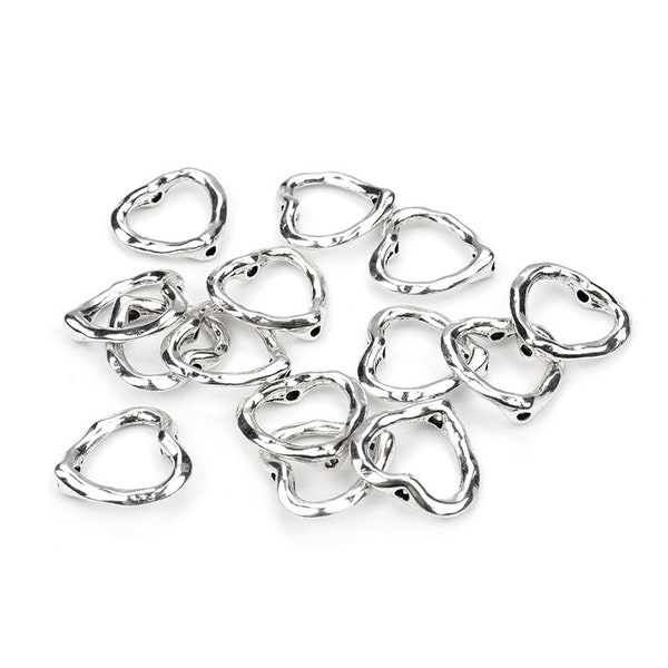 Perles cadre coeur 14x14mm  argent vieilli - Lot de 20/50 unités - PM30