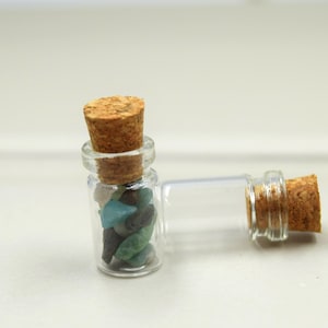 Mini glass bottle with cork stopper, 1.5 ml – tiny glass bottle – DIY miniature vial image 2