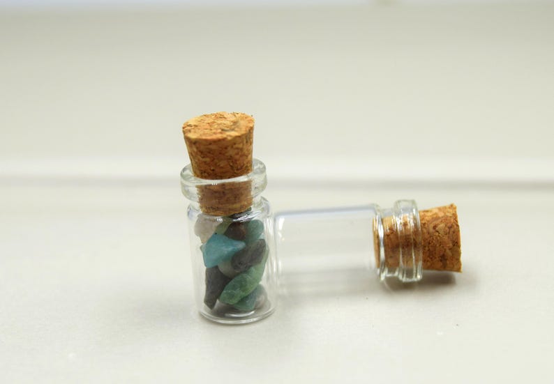 Mini glass bottle with cork stopper, 1.5 ml – tiny glass bottle – DIY miniature vial image 2