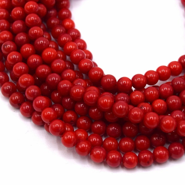 Perles corail bambou rouge ronde Ø4mm/5mm -  lot de 20/40 perles