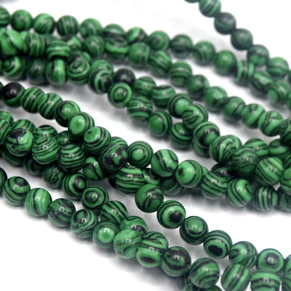 Perles de malachite rond 6mm vert pierre synthétique Lot de 50/100 unités