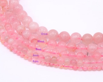 perles de quartz rose 4mm/6mm/8mm/10mm/12mm - perles de gemmes rose 20/40 unités