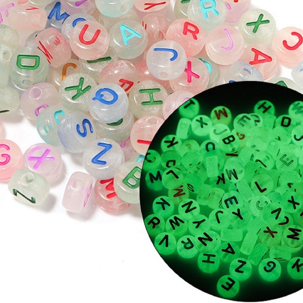 Perles lettres alphabet mixte lumineuses - Lot de 100/200unités