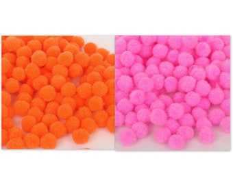 100 bolas de pompones Ø10mm dos colores rosa/naranja