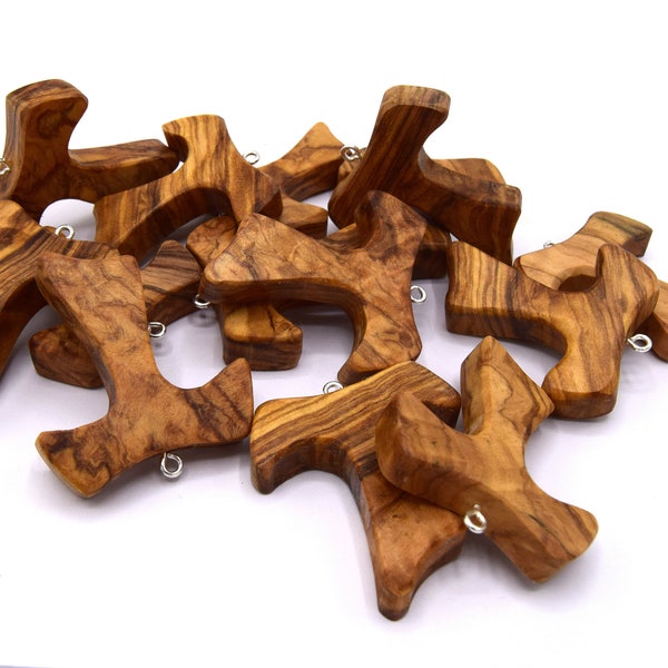 x1 Handcrafted Olive Wood Tau Cross -