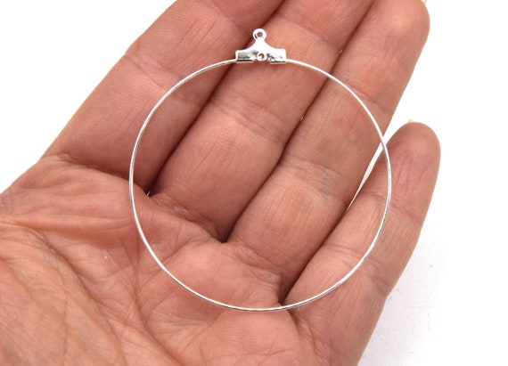 Lot de Créoles anneaux à suspendre Ø 49 mm laiton argent CS03 - 10/20/50 unite
