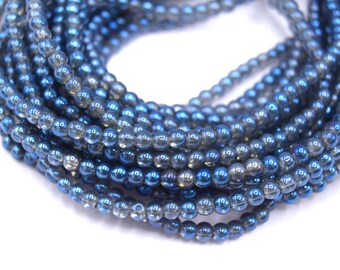200 round plated glass beads 4mm