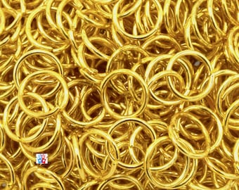 Anelli aperti in metallo color oro, maglia per gioielleria Ø6mm / Ø5mm / Ø4mm sp. 0,7, 500 unità