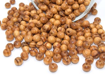 Lot De 100 Perles En Bois De Cyprès 6mm - Neuf - Création Bijoux DIY