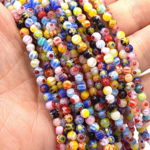 Lot of round millefiori glass bead mixed color 8mm/6mm/4mm Lot of 20/50 units 4mm