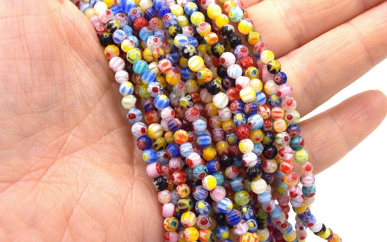 Lot of round millefiori glass bead mixed color 8mm/6mm/4mm Lot of 20/50 units 4mm