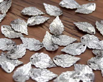 Breloques feuilles acier inoxydable 316 argent 17.5mm - Lot de 10/20/50 unités