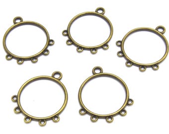 10 conectores redondos de bronce para candelabros de 30 mm para joyería.
