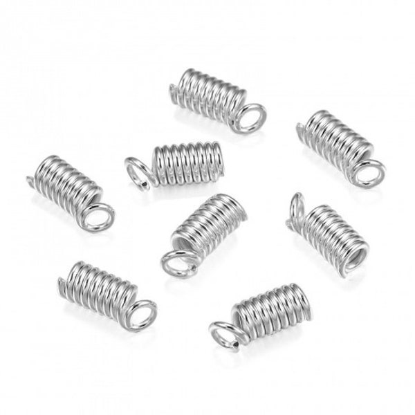 Embouts ressort argent serre fils  pour cordon -  8.5mm x 3.5mm - Lot de 100 unités