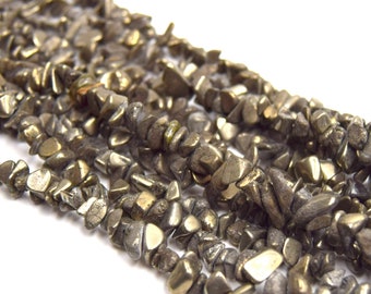 Golden gray pyrite chips beads - lot of 50/100 units