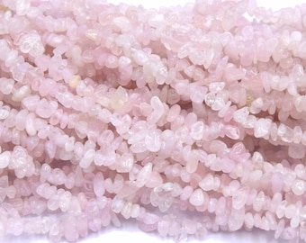 Perles de quartz rose chips, puces  naturelles percées par lot de 50/100 perles