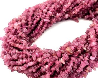 100 Chip pink tourmaline beads