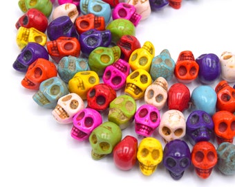 5 Perles Synthétiques Turquoise Avec Tête De Mort – 18mm – Bleu Turquoise – Fait Main