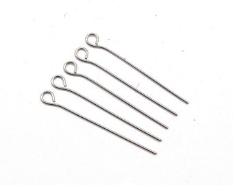 x50 304 stainless steel eye head studs - 30mm - soft steel round head studs for DIY jewelry making - eye stud