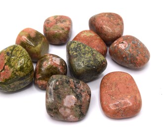 x2 Unakite stones, undrilled tumbled stone