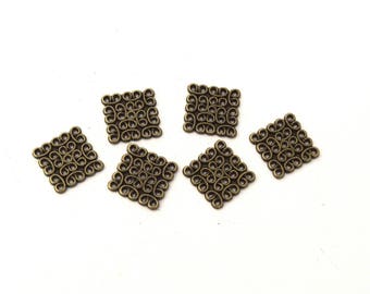 20 Bronze Square Connectors 15X15mm