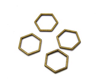 x50 Hollow Antique Bronze Honeycomb Zinc Alloy Jewelry Connectors 17mm x 15mm - C28