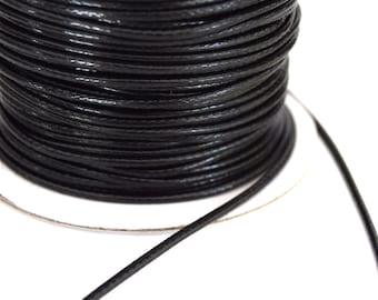 10 meters of black polyester waxed cord Ø1.5mm/2mm