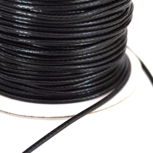 10 mètres de cordon ciré polyester noir Ø1.5mm/2mm