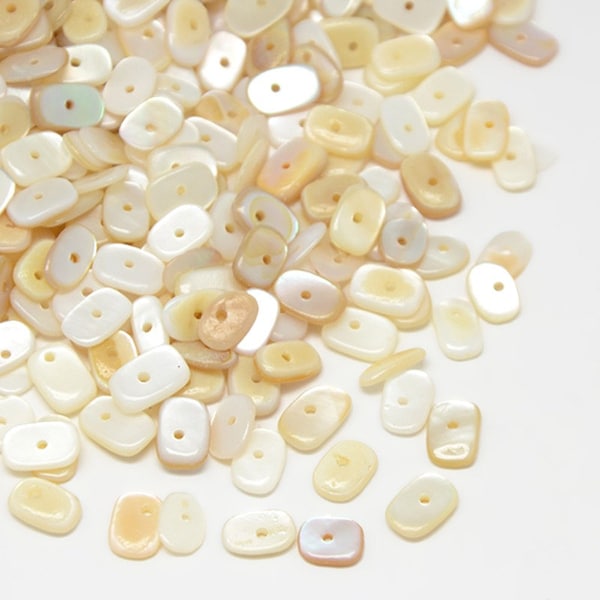 Perles en coquille d'eau douce naturelle teinte, blanc antique, 7~10x5~7x1~4mm- Lot de 50/100 unités