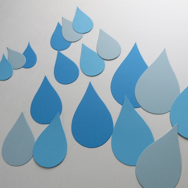 Rain Drop Die Cut Shapes, 6 Sizes Raindrops, Bulletin Board Ideas, Water, Weather, Tears, Emotion, Sea Ocean Theme Party Confetti