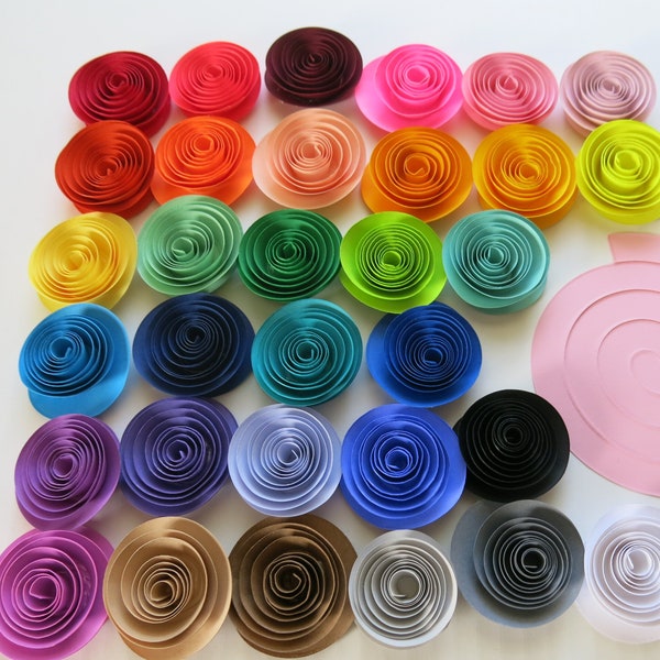 DIY Precut Paper Flower Spirals,  40 Colors Unrolled Paper Roses 1.5 - 2 Inch Small Flowers for Graduation Cap or Wedding Favor Boxes