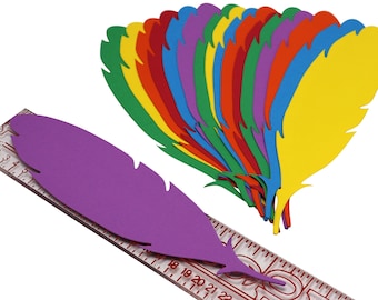 Giant XL Paper Feather Die Cut Shapes, Card Stock Scrapbook Embellishments, Custom Color, Bight, Neon, Neutral, Pastel 100 200 300