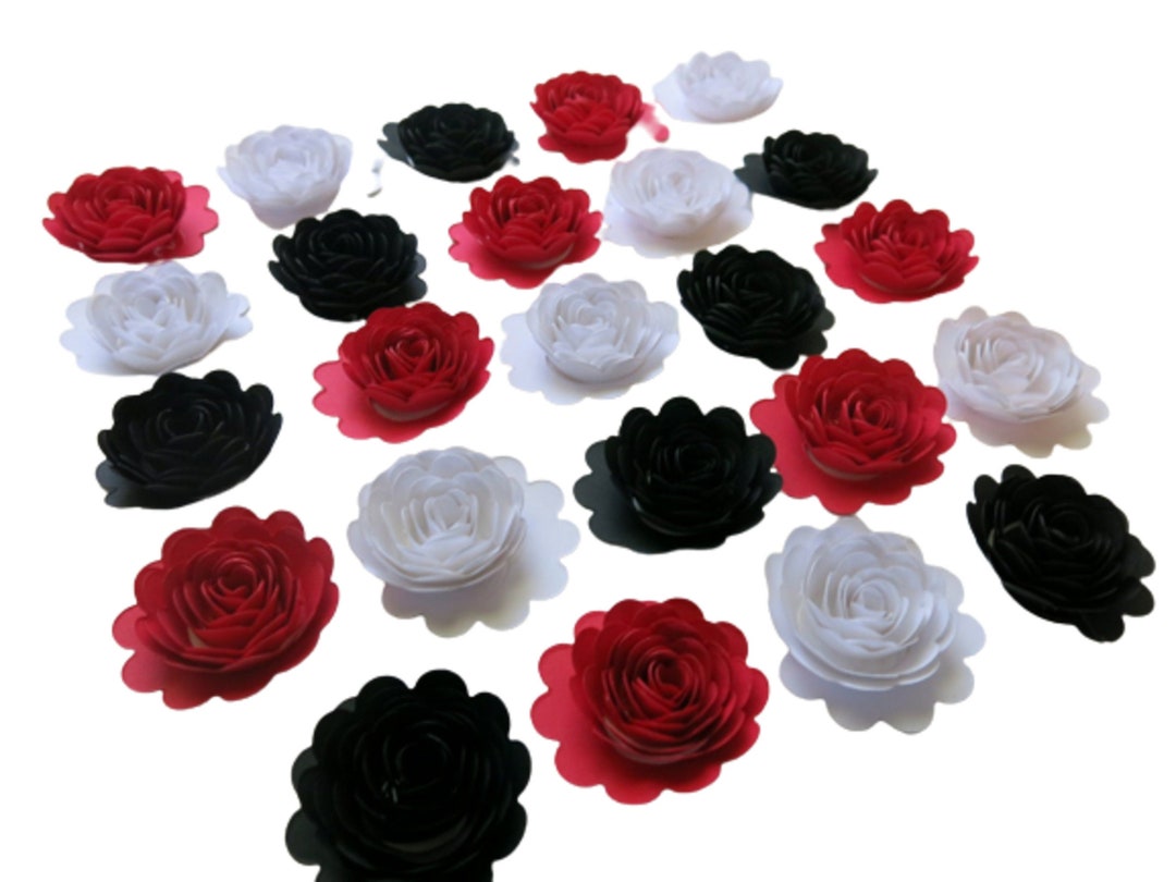 Red, White & Black Paper Roses: Table Scatter, Set of 12 or 24 - Etsy
