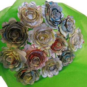 Ausgebogte USA Straßenkarte Rosen auf Stielen, 1,5 Zoll Kartenpapier Blumenstrauß, Reisethema Babypartydekor