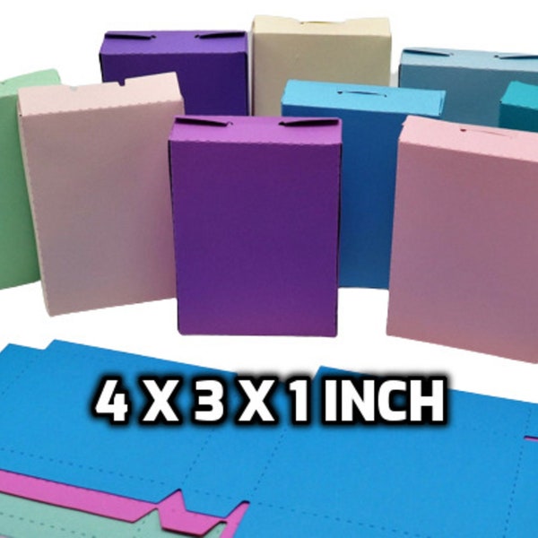 Any Colors Tab Top Gift Boxes, Gift Wrapping Boxes, 4x3x1 Inch 40 Colors Cardstock Paper Jewelry Box - Kraft Treat Boxes You Choose Quantity