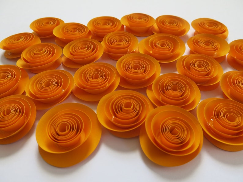 large lot size golden years 50th anniversary party decorations 3D table scatter Gold paper flower set of 24 1.5 roses flowers for accent