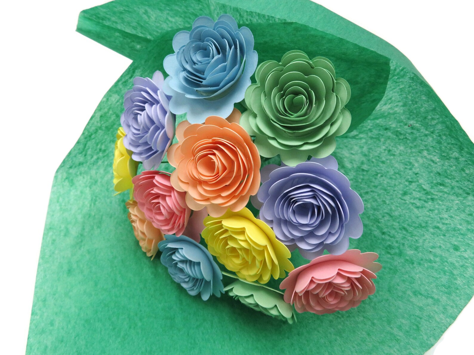 Pastel Paper Flower Bouquet One Dozen Carnations on Stems Etsy